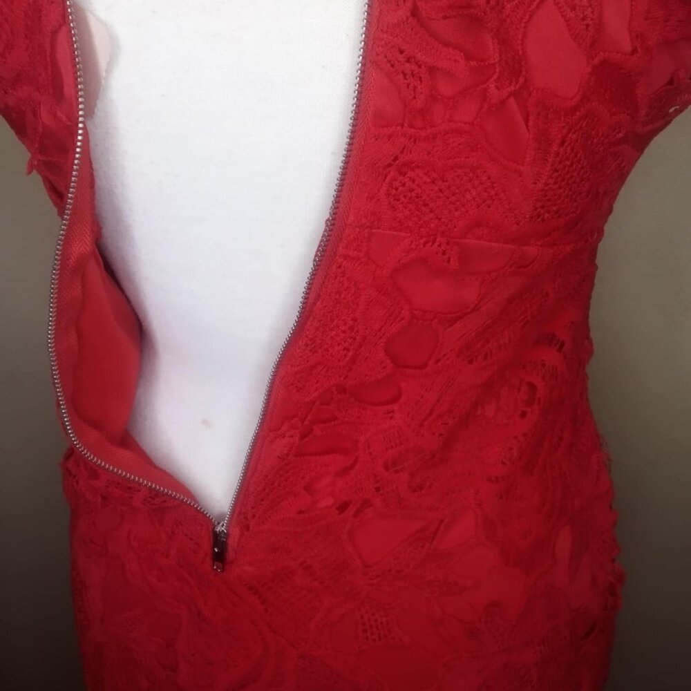 SEXY RED LACE RUFFLE DRESS BNWT - Picture 9 of 13
